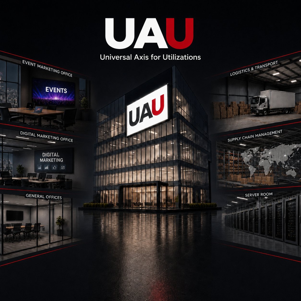 UAU Group services — industrial logistics, media, events and digital marketing